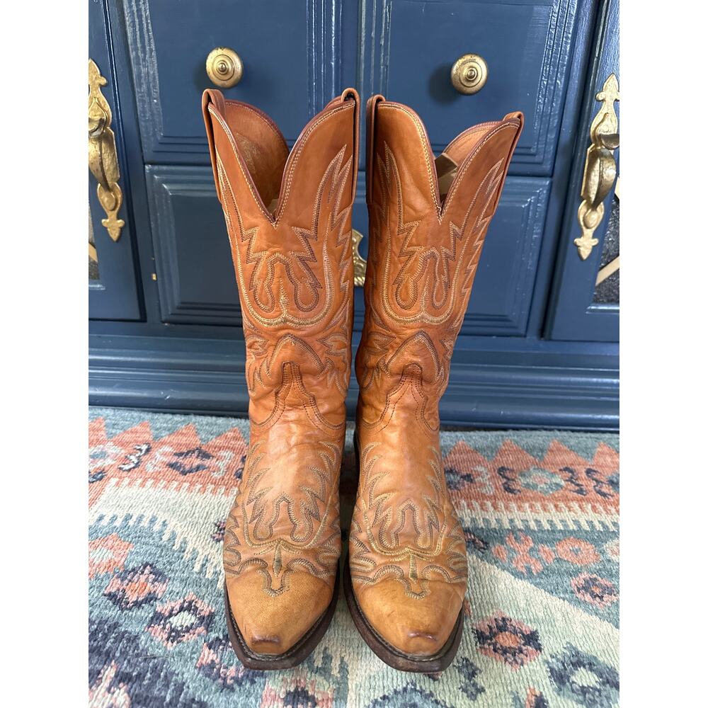 Lucchese 1883 Cognac Brown Western Cowboy Boots Women’s 7.5B Embroidered Leather - Picture 4 of 12